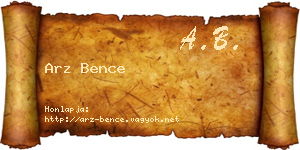 Arz Bence névjegykártya